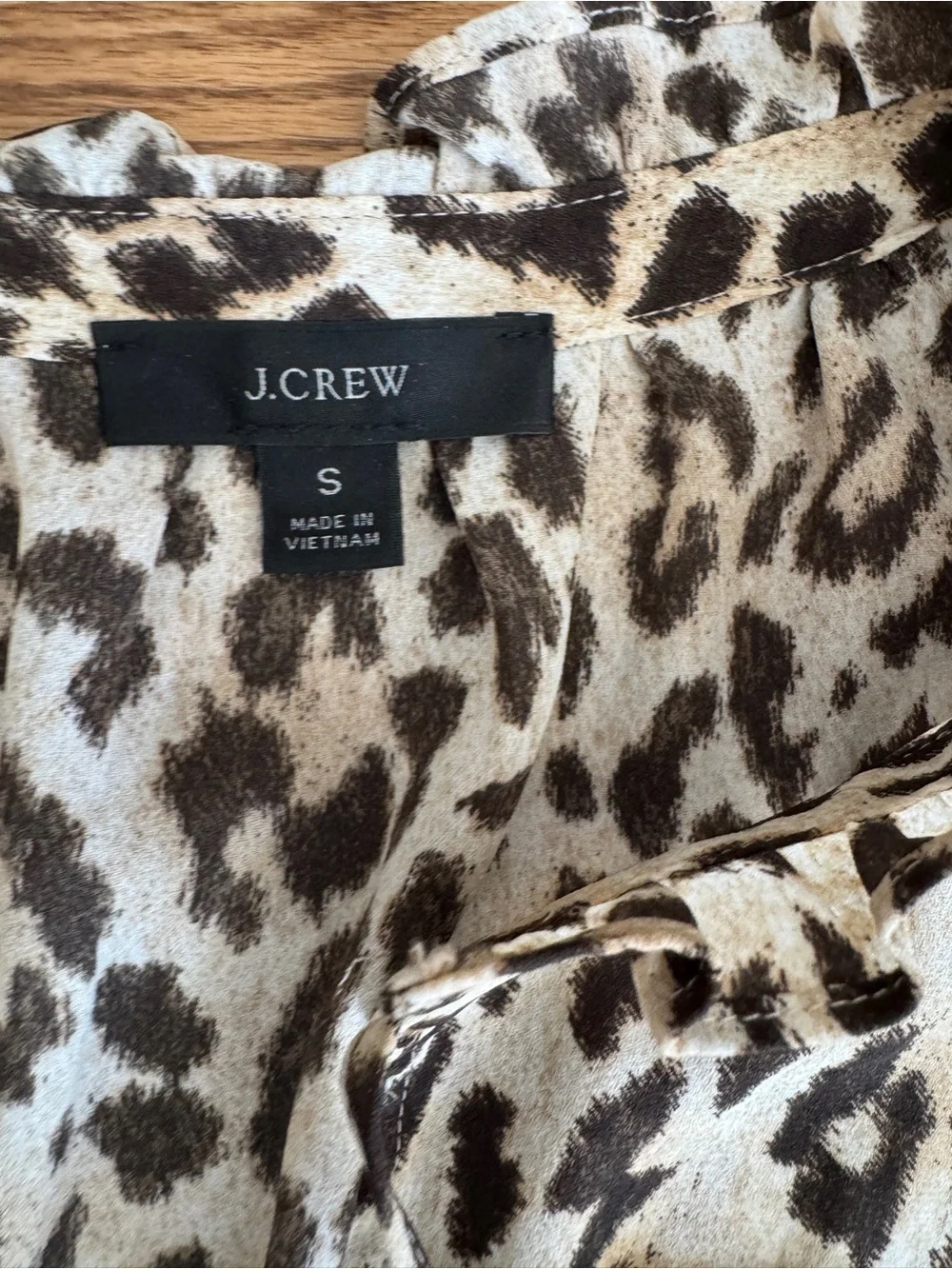 J. Crew Leopard Print Sleeveless Ruffle Top - Brown & Cream. Size Small